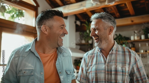 The smiling middle-aged friends photo