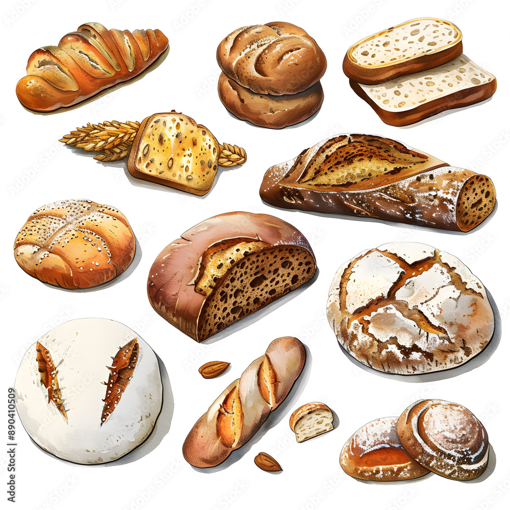 cookies and bread in an illustrator doodle graphic style cookies and bread in an illustrator doodle graphic style