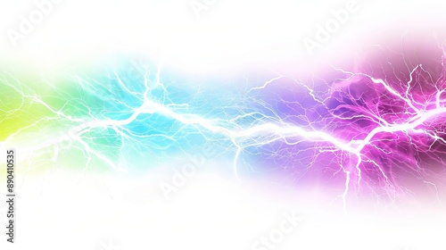 Colorful electricity isolated on white background. 