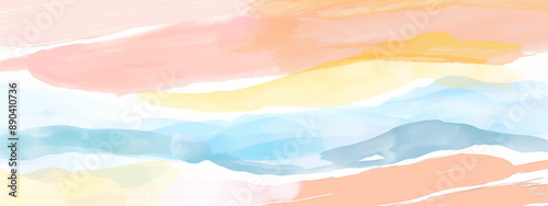 abstract illustration with summer vibes and wavy beach style, abstract watercolor paint banner with sea waves in minimalist pastel look	