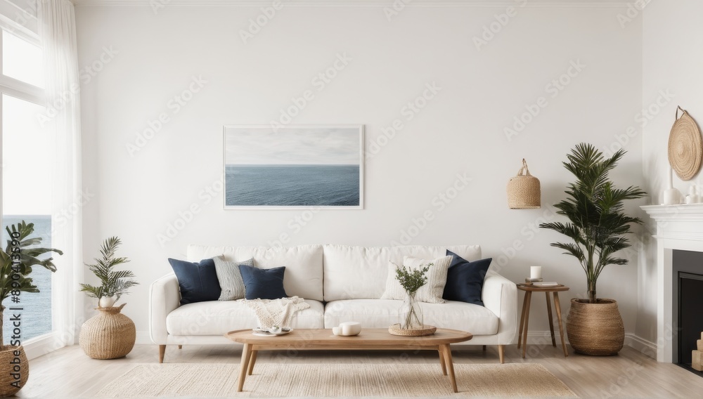 Fototapeta premium Modern comfortable living room interior with sofa and decoration accessories.