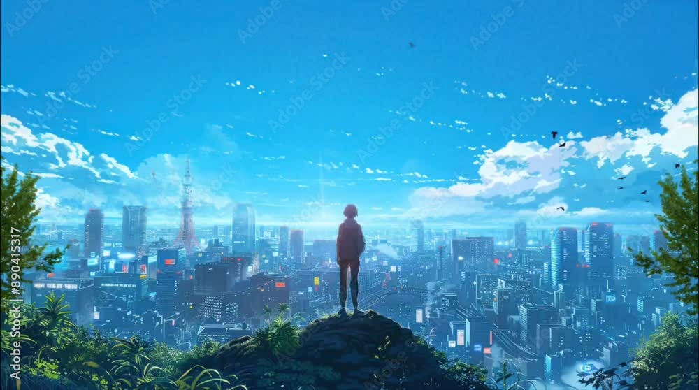 Admiring the Expansive City View from a Cliff’s Edge Admiring the Expansive City View from a Cliff’s Edge