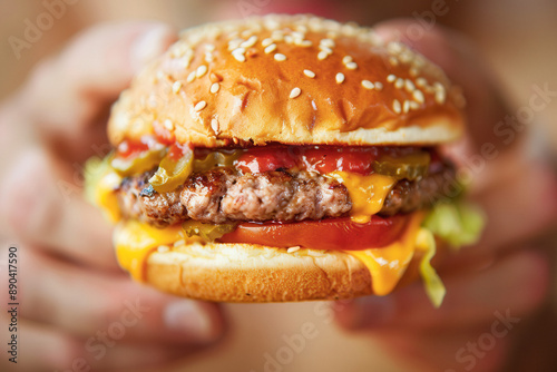 Joyful Image of Man Eating ...