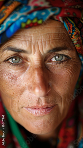 Tajik Woman Portrait - Detailed Ethnographic Illustration photo