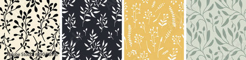 Set of floral seamless abstract pattern