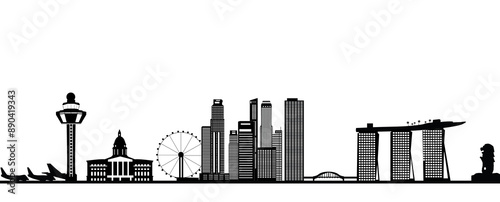 Wallpaper Mural Singapore city skyine reflect with merlion and swimmingpool on top Torontodigital.ca