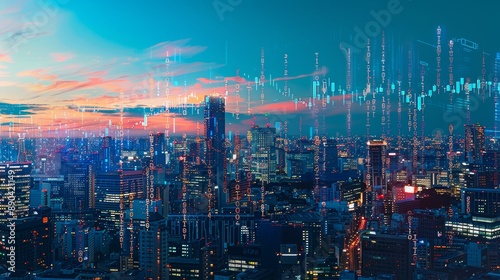 Wallpaper Mural International City Skyline at Dusk with Forex Market Data Overlays for Financial Analysis and Business Use Torontodigital.ca