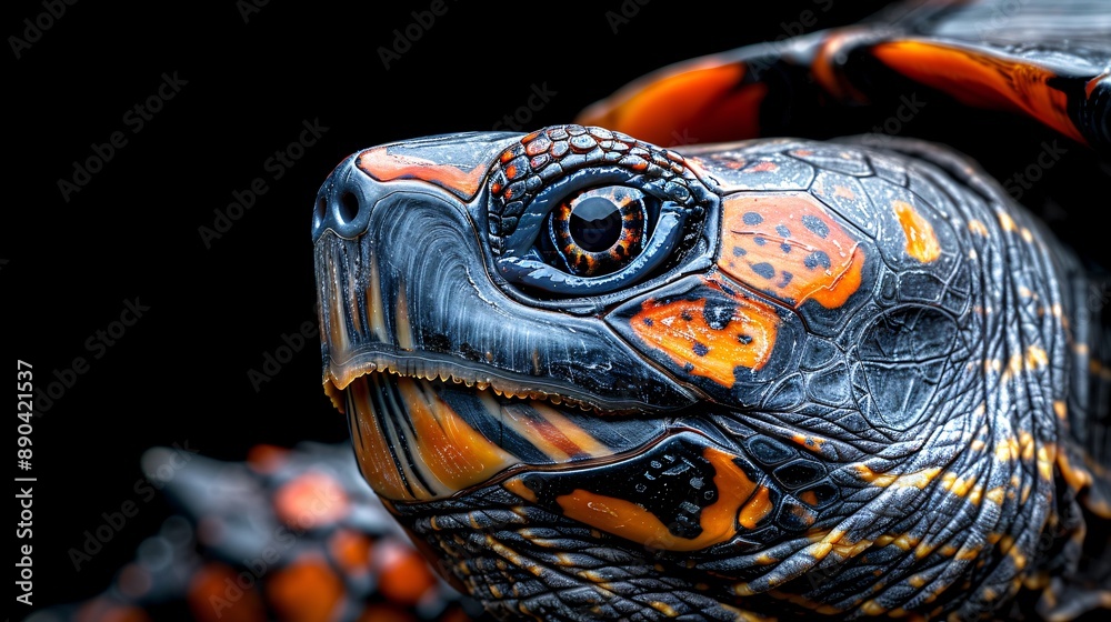 Turtle against dark background. Turtle against dark background.