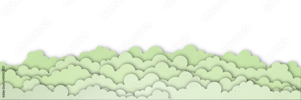 Green paper clouds isolated on transparent background Green paper clouds isolated on transparent background