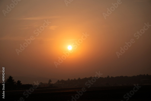 The setting sun at Murud beach. Murud is located 60 kms south of Alibag on the west coast of India.