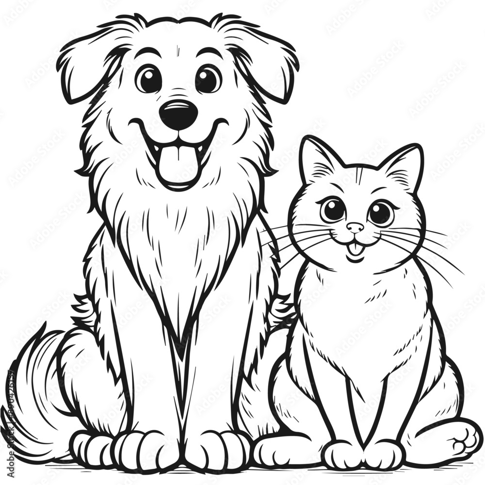 Black and white vector silhouette of a Dog and Cat isolated on white background
Black and white vector silhouette of a Dog and Cat isolated on white background
