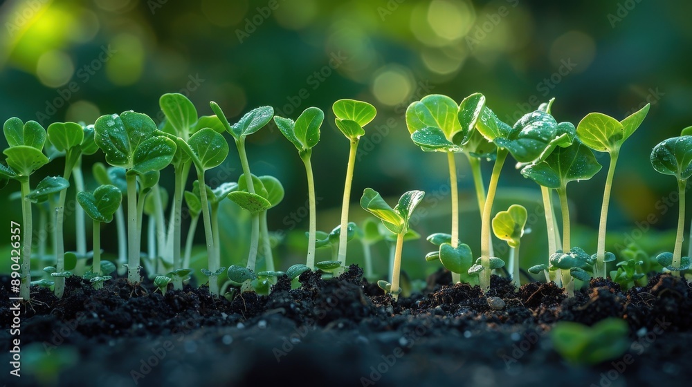 A bunch of green plants are growing in the dirt A bunch of green plants are growing in the dirt