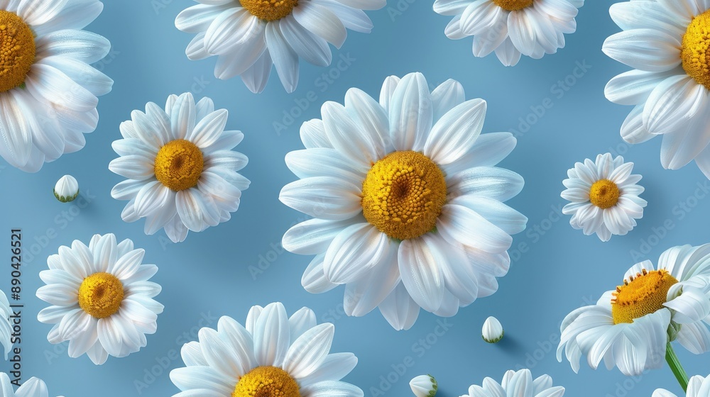 A blue background with a bunch of white flowers A blue background with a bunch of white flowers