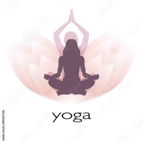 yoga lotus position.Yoga icon, logo on Black background	