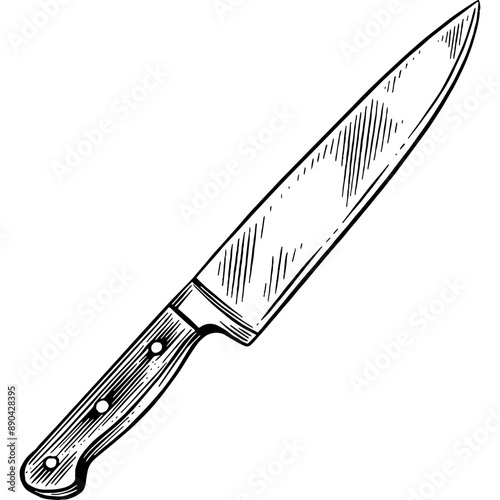Hand drawn Chef's Knife Sketch Illustration