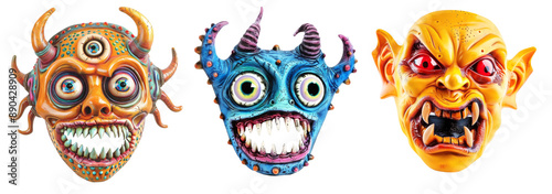 Wallpaper Mural Set of scary monsters heads for your collage art. Halloween party concept. Torontodigital.ca