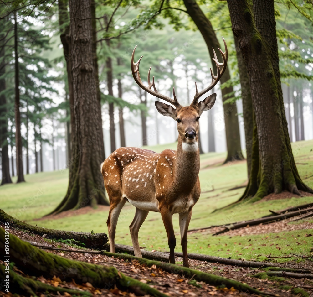Deer in the forest, staying cool pose Deer in the forest, staying cool pose