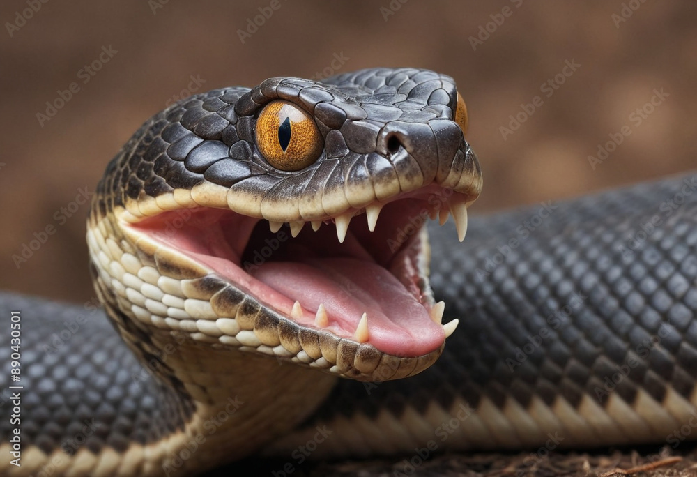 Fototapeta premium A close-up of a snakes forked tongue, used for smelling and tasting. 