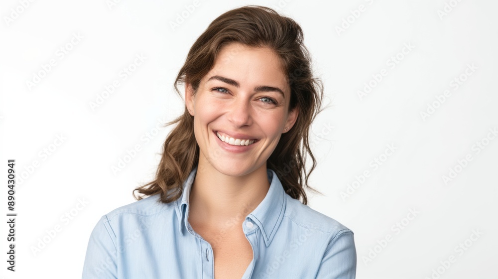 Photo of a smiling, confident, optimistic tech worker on a white background