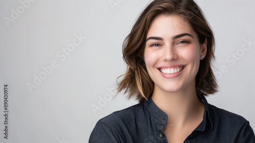 Photo of a smiling, confident, optimistic tech worker on a white background