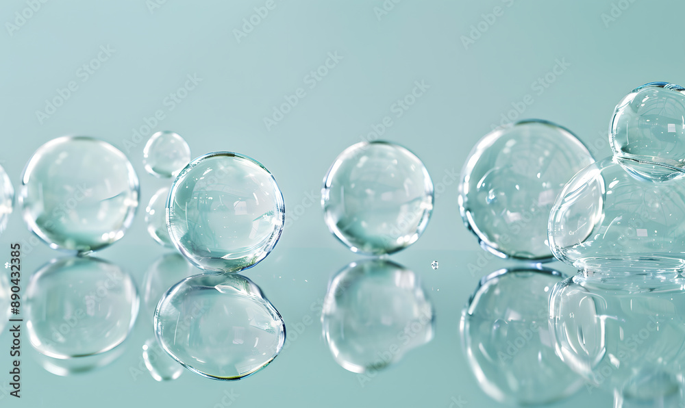 oil bubbles floating against a light background. The bubbles are semi-transparent with a reflective quality oil bubbles floating against a light background. The bubbles are semi-transparent with a reflective quality