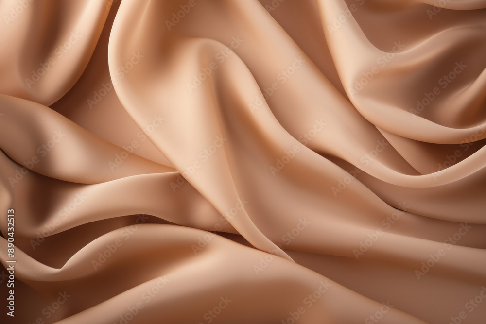 Processed collage of smooth wavy beige light brown satin silk cloth fabric texture. Background Processed collage of smooth wavy beige light brown satin silk cloth fabric texture. Background