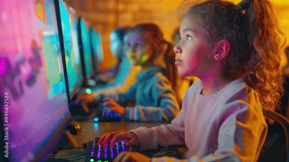 Obraz premium The Child at Computer Screen