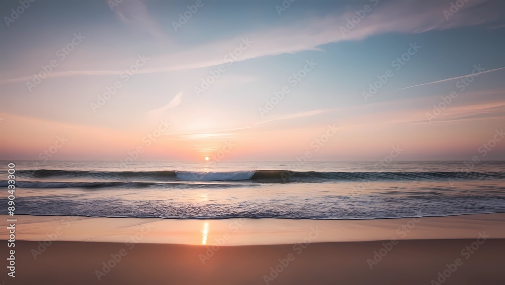 Fototapeta premium Peaceful Ocean Sunrise with Gentle Waves 