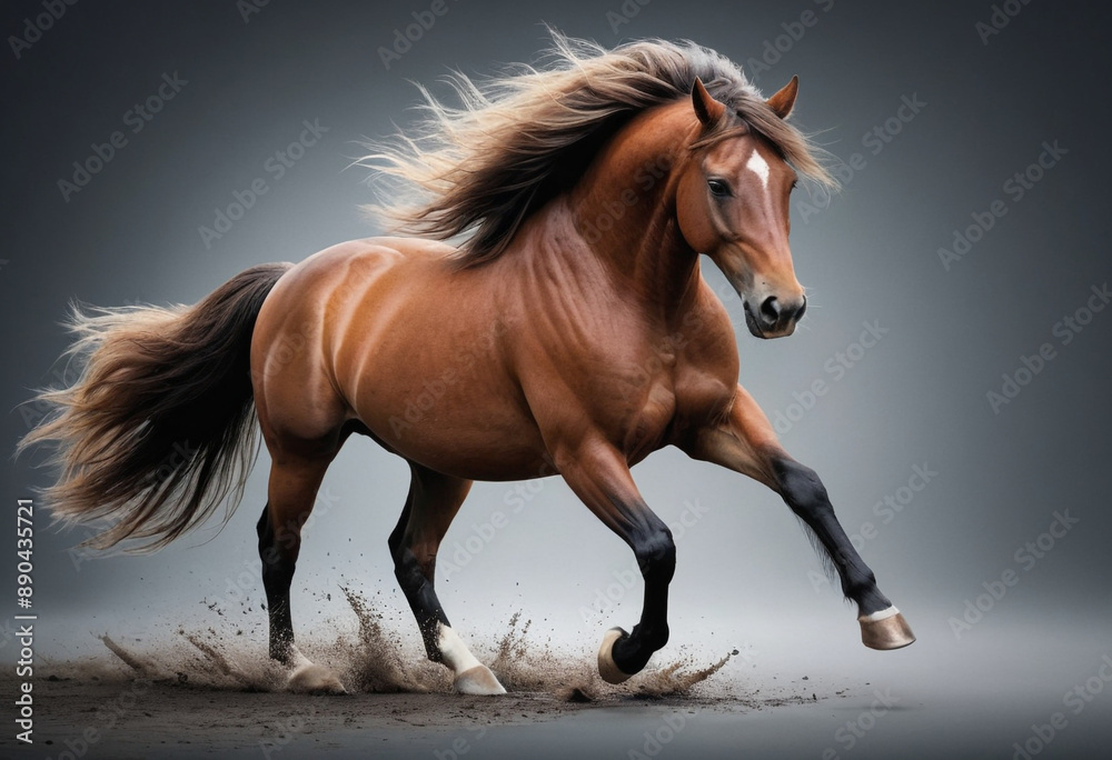 A photo of a horses flowing mane and powerful muscles. A photo of a horses flowing mane and powerful muscles.
