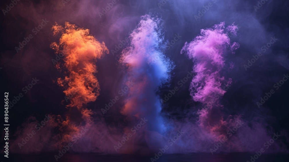 Obraz premium Colorful smoke explosions and blasts set isolated on a clean white background for impactful visuals