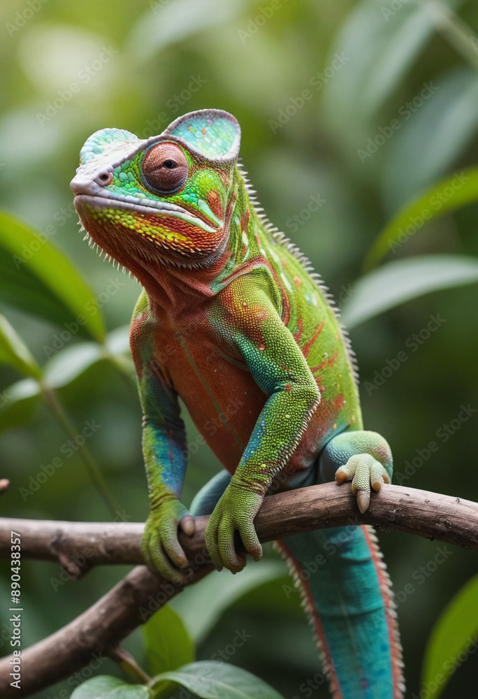 Fototapeta premium A chameleon blending in perfectly with its surroundings. 