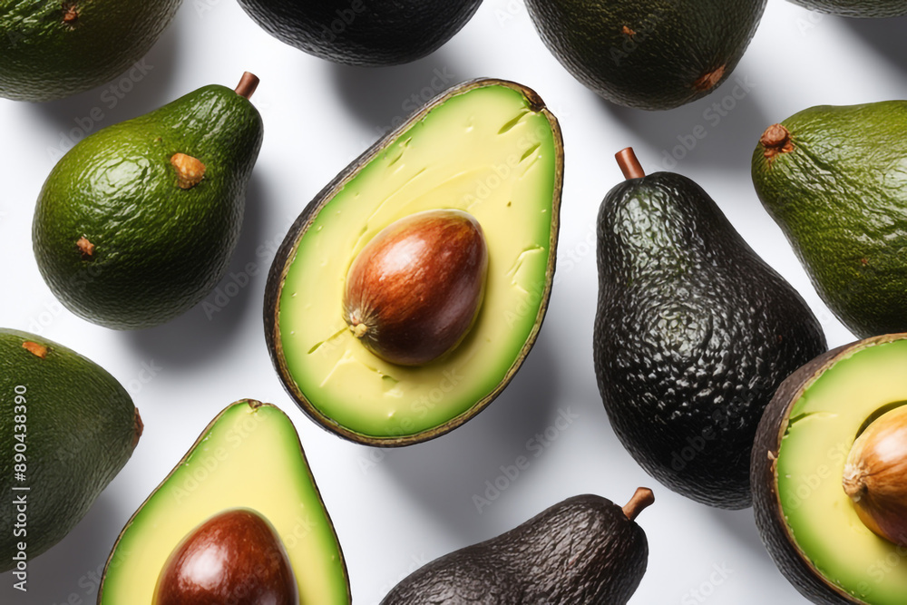Avocado isolated on white paper background
