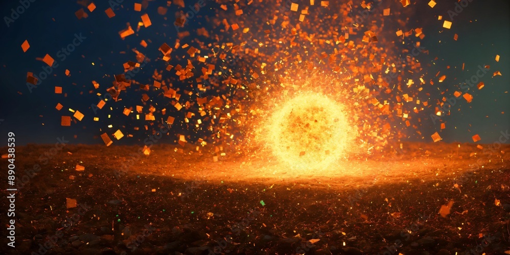 burning fire in the night fragmented particles burning fire in the night fragmented particles