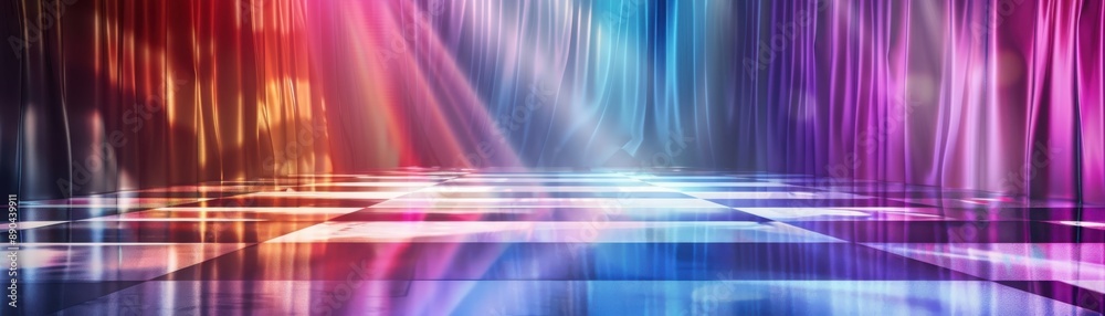 Dance floor with intricate geometric designs, motion blur effect, studio lighting, realistic background Dance floor with intricate geometric designs, motion blur effect, studio lighting, realistic background
