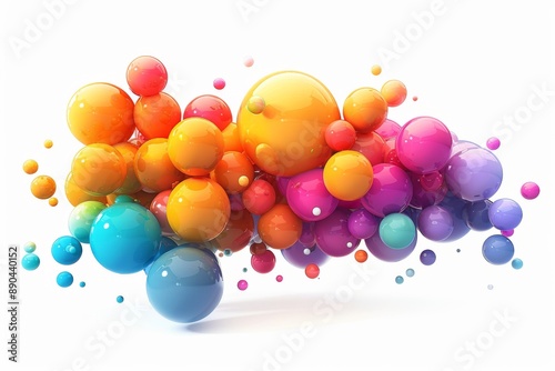 Colorful Spheres in 3D Abstract Composition