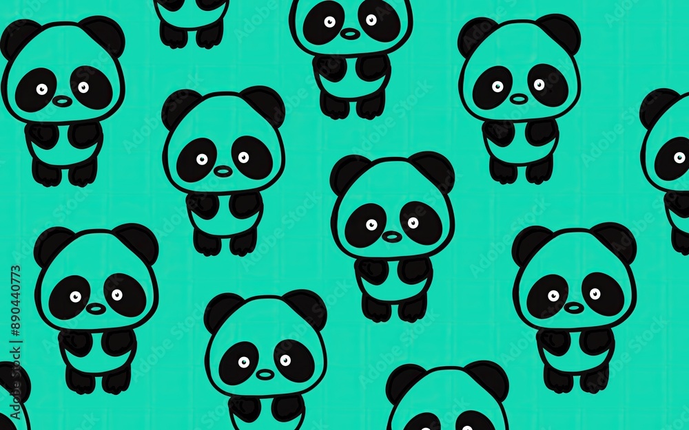Children's print with pandas pattern. Cute panda pattern background. Cartoon panda wallpaper. Panda art. Pattern with animals. Cute animals art. Children's print with pandas pattern. Cute panda pattern background. Cartoon panda wallpaper. Panda art. Pattern with animals. Cute animals art.