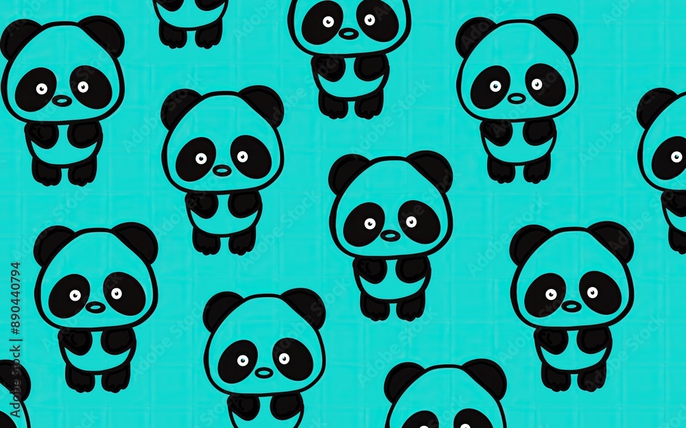Children's print with pandas pattern. Cute panda pattern background. Cartoon panda wallpaper. Panda art. Pattern with animals. Cute animals art. Children's print with pandas pattern. Cute panda pattern background. Cartoon panda wallpaper. Panda art. Pattern with animals. Cute animals art.