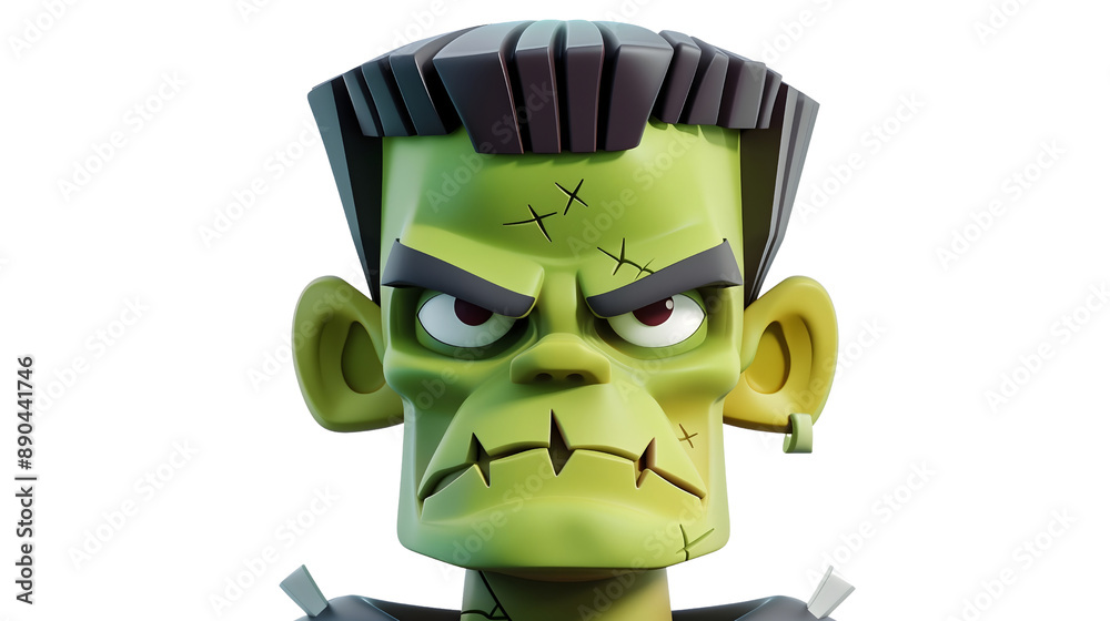 Transparent Frankenstein Sticker for Halloween: Isolated Creepy Design with Zombie Vibes Transparent Frankenstein Sticker for Halloween: Isolated Creepy Design with Zombie Vibes