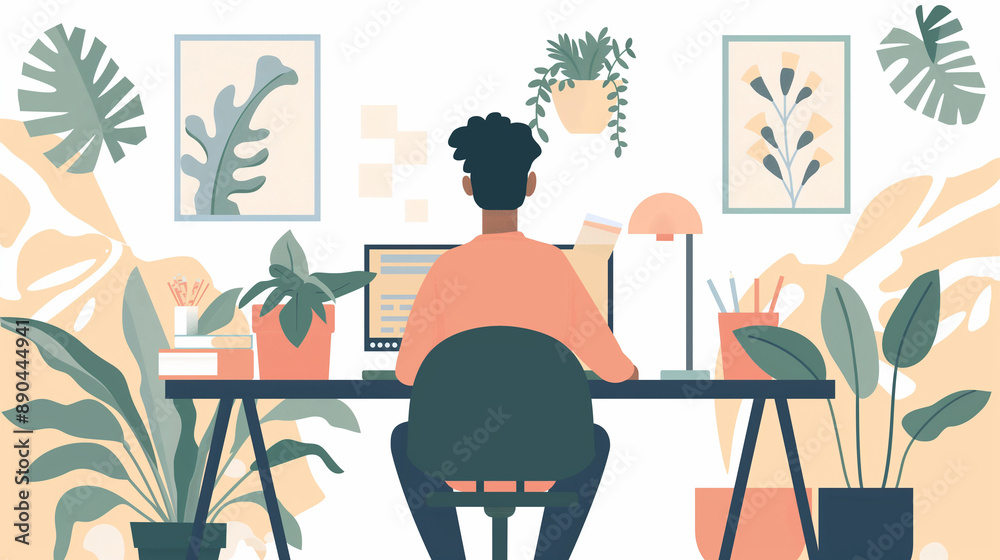 Fototapeta premium working from home, remote work