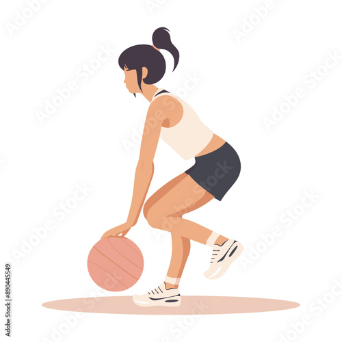 Woman doing a squat with a medicine ball, fitness workout exercise, healthy lifestyle