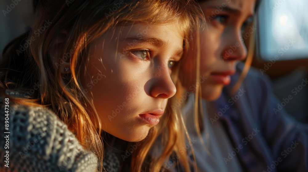 Children curiously looking at an object together, possibly learning or discovering something new Children curiously looking at an object together, possibly learning or discovering something new