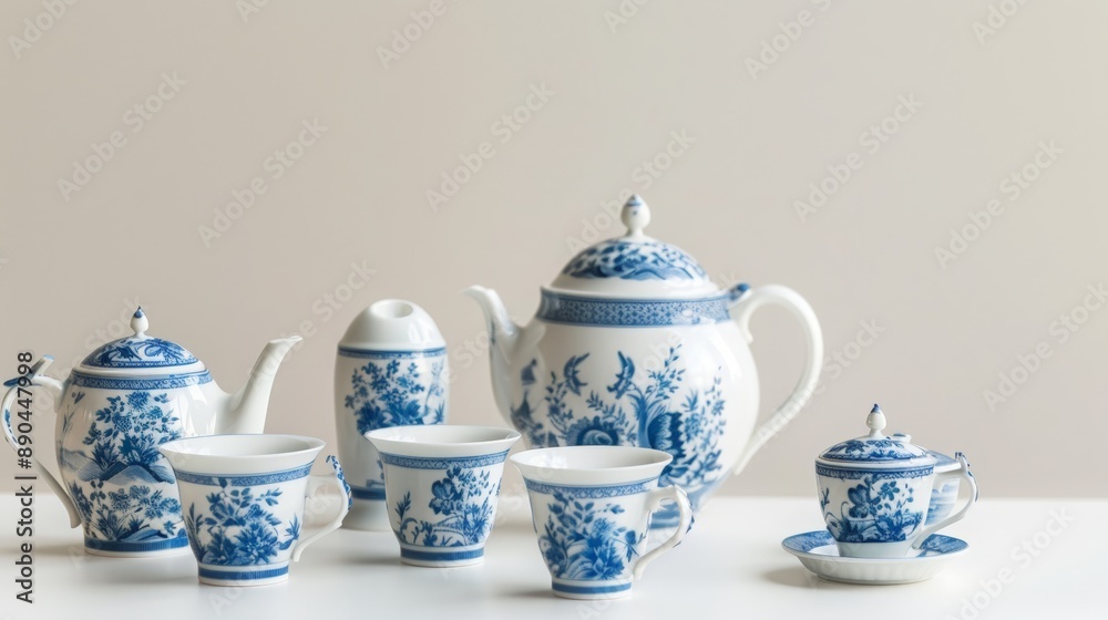 Blue and White Porcelain Tea Set