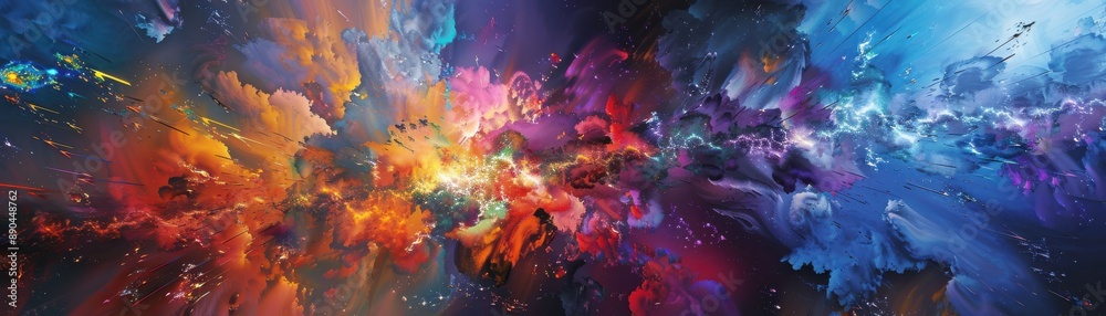 Fototapeta premium Visual art display with innovative designs, mixed media, realistic studio lighting, highresolution background