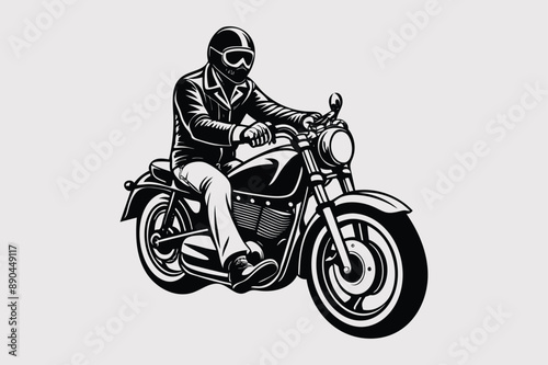 motorized-with-his-motorcycle, vector, silhouette 