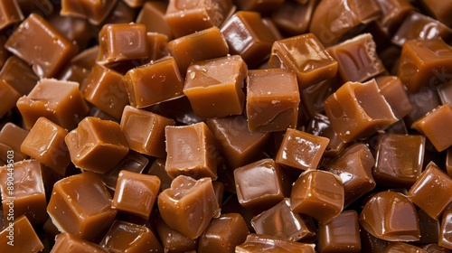 Caramels. Lactic Vanilla Flavored Sweet Confection Dessert