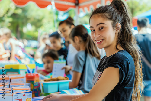 cute high school girl at back to school fair