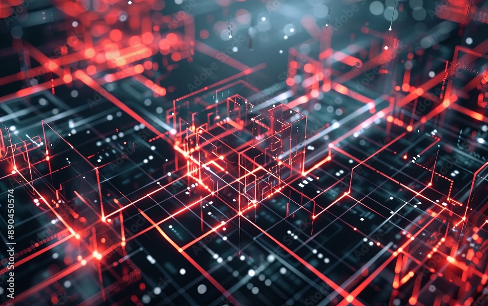 Abstract 3D animation of high-tech technology geometric design Abstract 3D animation of high-tech technology geometric design