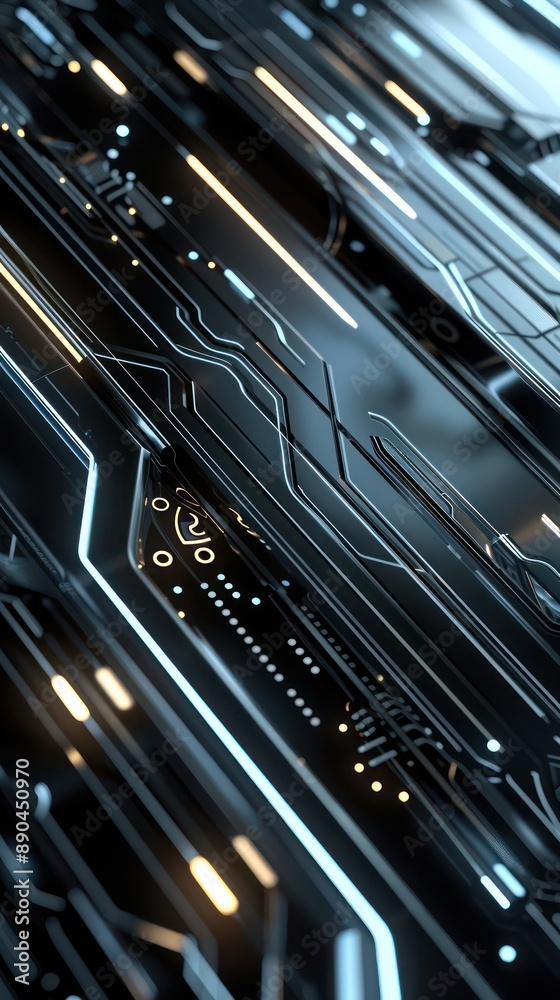 A techno and futuristic abstract background with a metallic silver and black color scheme, incorporating sleek lines and glowing circuitry. A techno and futuristic abstract background with a metallic silver and black color scheme, incorporating sleek lines and glowing circuitry.