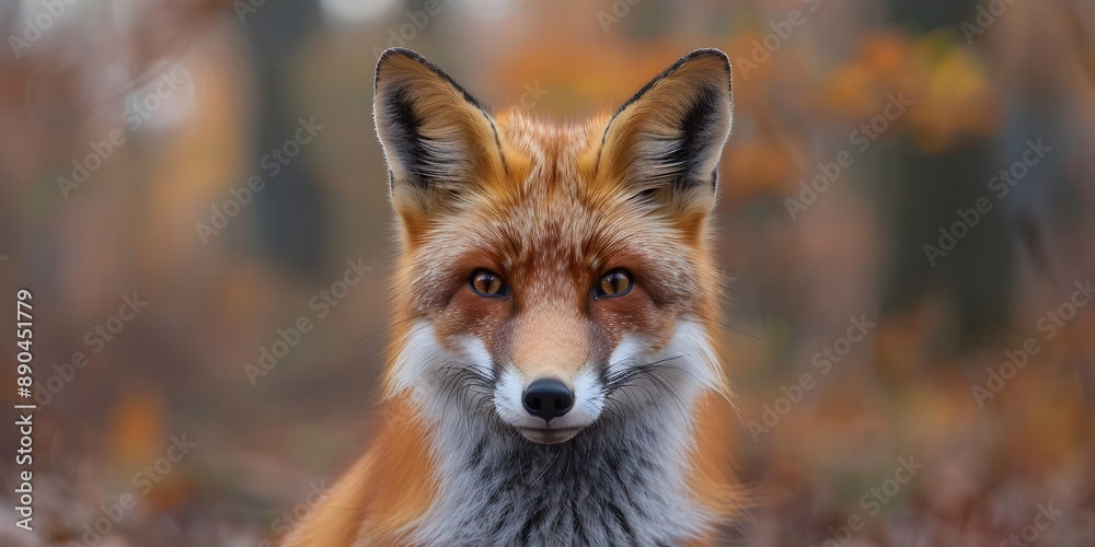 Captivating Portrait of a Curious Red Fox in an Autumn Forest Landscape Captivating Portrait of a Curious Red Fox in an Autumn Forest Landscape