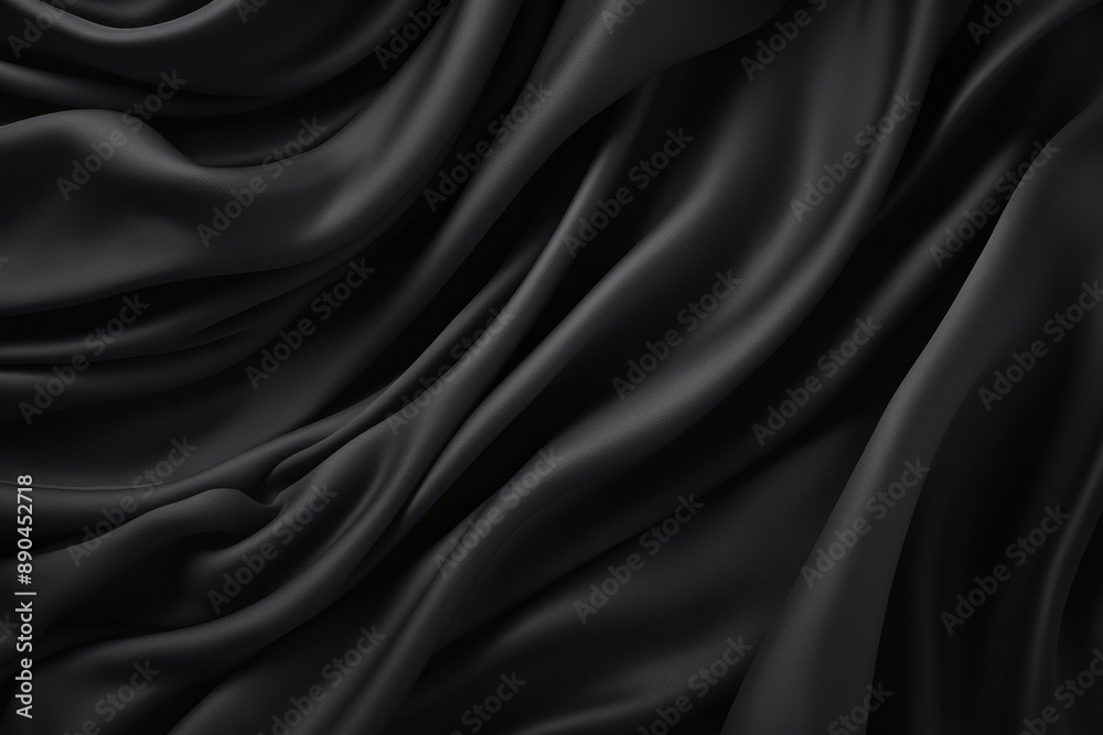 Processed collage of smooth elegant wavy deep black silk cloth fabric material texture. Background Processed collage of smooth elegant wavy deep black silk cloth fabric material texture. Background